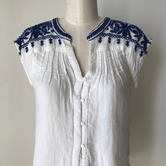 Lucky Brand Blue Embroider Top - Picture 2 of 4